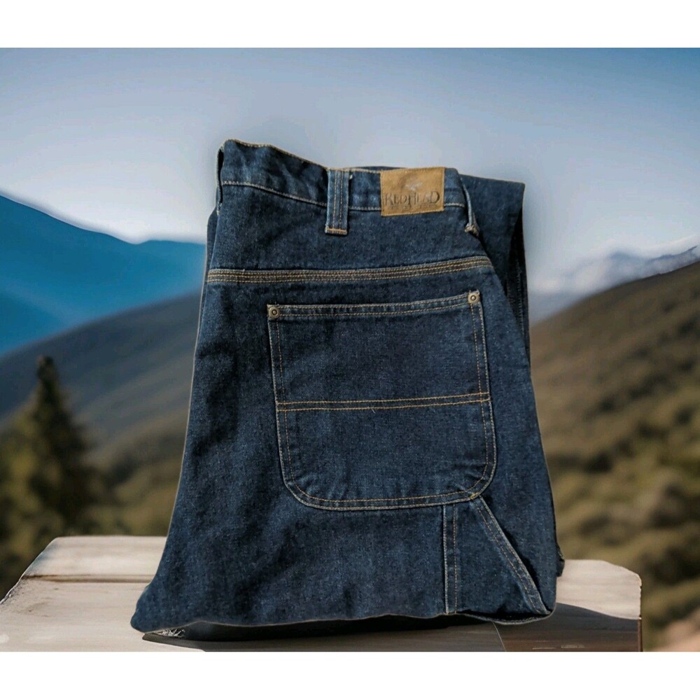 REDHEAD FLANNEL LINED CARPENTER BLUE DENIM JEANS MENS SIZE 36X32 EUC